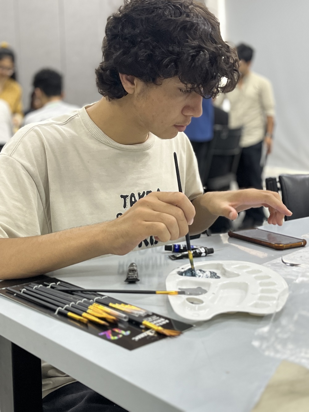 Students in a painting workshop